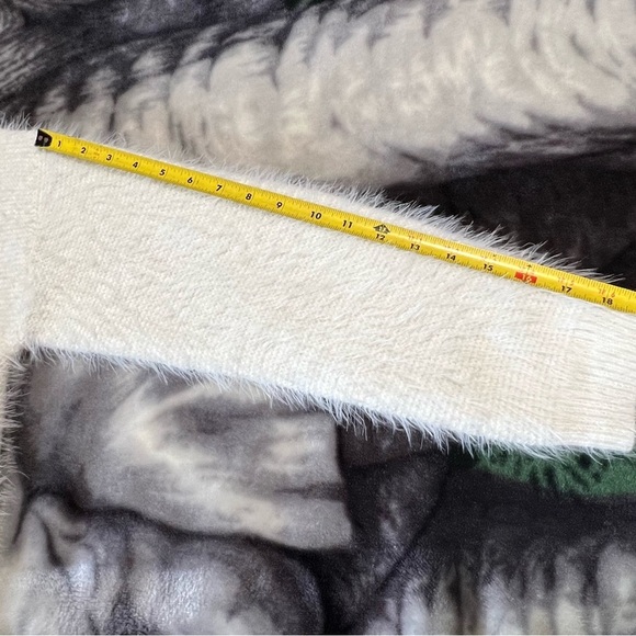 Love Stitch Fuzzy V-Neck Sweater With Cutout Neckline - Picture 9 of 12